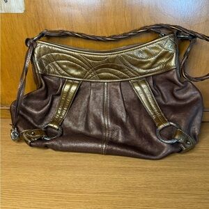 Brighton Soft Leather Brown & Gold Shoulder Purse – Y2K Style - with Dust Bag